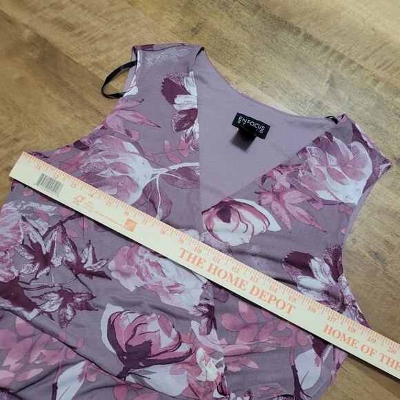 Enfocus Studio Floral Midi Dress Womens 12 Pink Floral Chiffon Romantic Ballet - Picture 11 of 12